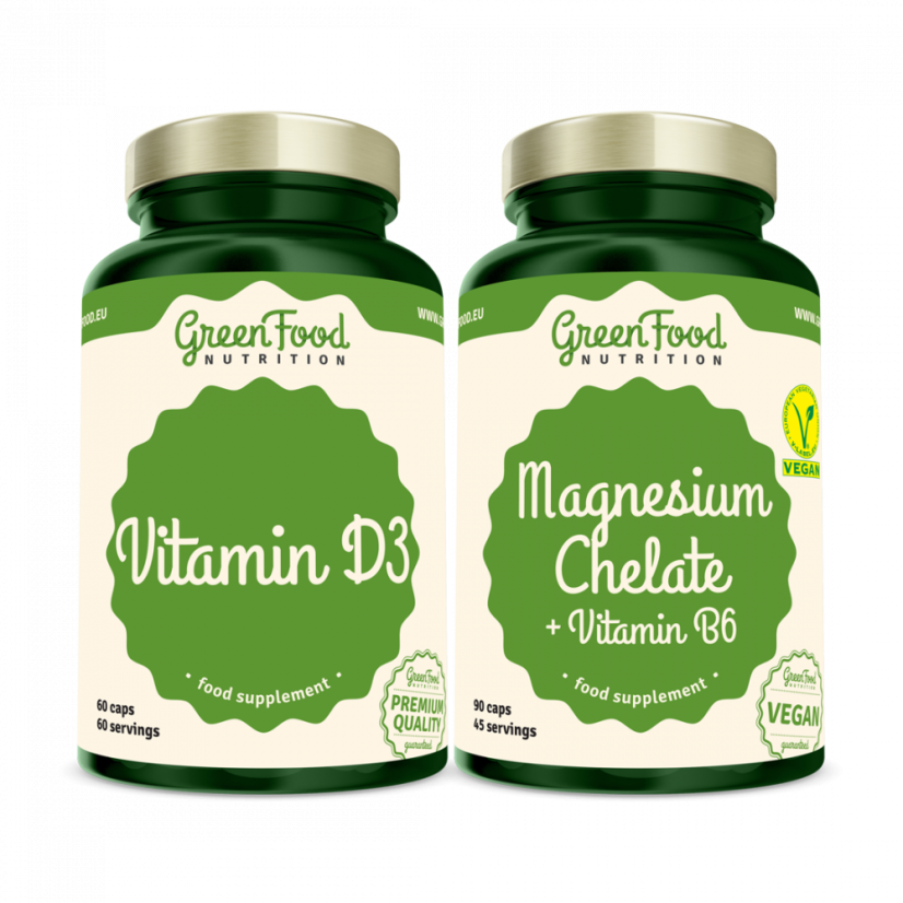 Chelat magnezu + witamina B6 90 kapsułek + witamina D3 60 kapsułek